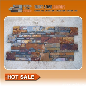 On Sale China Rusty Brown Slate Cultured Stone, Wall Cladding, Stacked Stone Veneer Clearance, Manufactured Stone Veneer