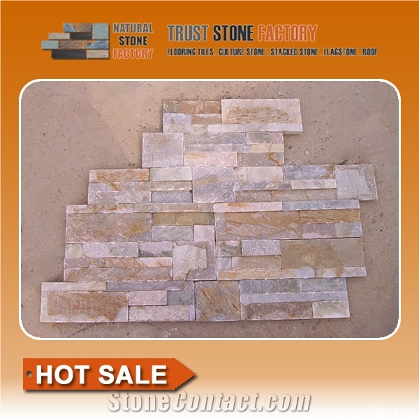 On Sale China Yellow Quartzite Cultured Stone, Wall Cladding, Stacked Stone Veneer Clearance, Manufactured Stone Veneer