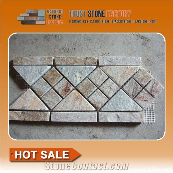 Polished Stone Mosaic Border,Desert Mosaic Border Line,Mosaic Wall Tiles,Composited Mosaic,Wall Mosaic,Floor Mosaic