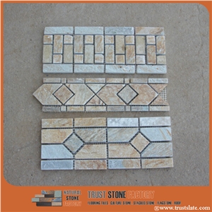 Quartzite Mosaic Borders, Beige and Grey Quartzite Mosaic Borders,Rusty Mosaic Border Lines