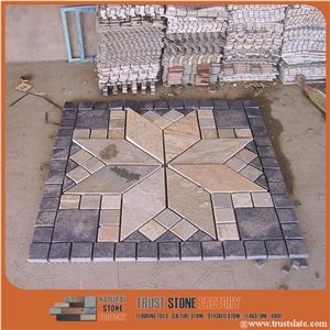 Quartzite Mosaic Medallion Tiles,Natural Mosaic Pattern Tiles,Floor Medallion Tiles,Stone Mosaic Medallion
