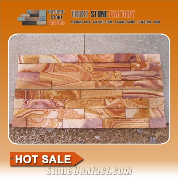 Rainbow Sandstone Waterfall Cultured Stone/Multicolor Stacked Stone/Sandstone Stackstone/Sanddtone Culture Stone/Thin Stone Veneer/Ledge Stone for Wall Cladding/Garden Waterfall/Pool Warterfall
