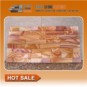 Rainbow Sandstone Waterfall Cultured Stone/Multicolor Stacked Stone/Sandstone Stackstone/Sanddtone Culture Stone/Thin Stone Veneer/Ledge Stone for Wall Cladding/Garden Waterfall/Pool Warterfall