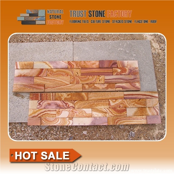 Rainbow Sandstone Waterfall Cultured Stone/Multicolor Stacked Stone/Sandstone Stackstone/Sanddtone Culture Stone/Thin Stone Veneer/Ledge Stone for Wall Cladding/Garden Waterfall/Pool Warterfall