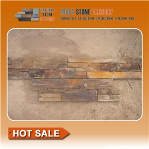 Red Rusty Slate Cultured Stone/Rusty Slate Thin Stone Veneer/Rust Slate Stacked Stone/Stone Panel for Wall Covering/Wall Decor/Rusty Ledge Stone/Stone Tiles for Feature Wall