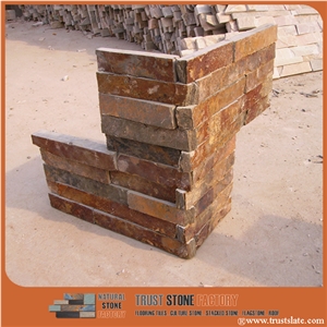 Rust Ledge Stone Corner,Rusty Slate Corner Ledgestone,Stone Veneer,Brown Wall Cladding Stone