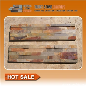 Rust Slate Stacked Stone, Copper Slate Exterior Stone Veneer, Rusty Slate Thin Stone Veneer
