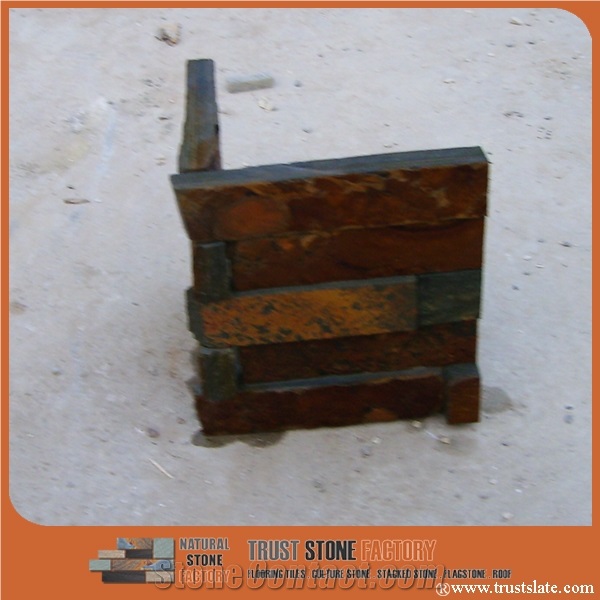 Rust Stone Corner/Copper Brown Culture Stone/Autumn Brown Wall Decor/Wall Cladding/Ledge Stone