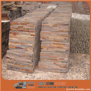 Rusty Slate Culture Stone, Brown Wall Cladding, Yellow Slate Wall Panel