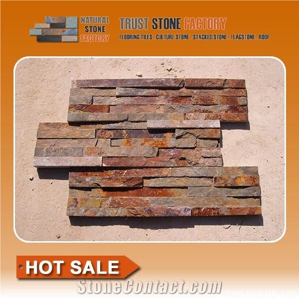 Rusty Slate Culture Stone Corner, Ledge Stone,Stacked Stone, Rough,Wall Cladding Tile ,Back Ground,Multi Colour Slate,Z Shape