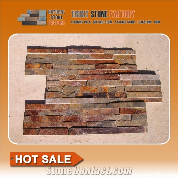 Rusty Slate Culture Stone Corner, Ledge Stone,Stacked Stone, Rough,Wall Cladding Tile ,Back Ground,Multi Colour Slate,Z Shape