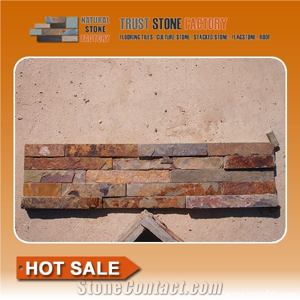 Rusty Slate Culture Stone Corner, Ledge Stone,Stacked Stone, Rough,Wall Cladding Tile ,Back Ground,Multi Colour Slate,Z Shape
