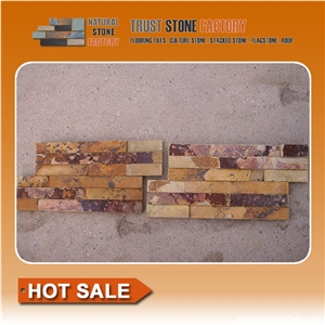 Slate Cultured Stone, Yellow Rusty Culture Stone, Brown Thin Stone Veneer, Hebei Natural Surface Stone for Indoor and Outdoor Decorate