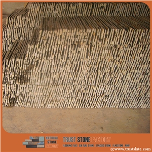 Slate Cultured Stone, Yellow Rusty Culture Stone, Brown Thin Stone Veneer, Hebei Natural Surface Stone for Indoor and Outdoor Decorate