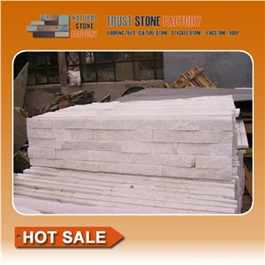 Snow White Quartzite Cultured Stone Veneer,Cultured Stone Wall Cladding, Ledger Stacked Stone Veneer,Thin Ledgestone Veneer
