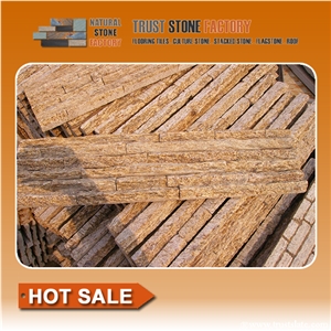 Tiger Skin Yellow Quartzize Culture Stone Wall Panel Ledge Stone/Veneer/Stacked Stone