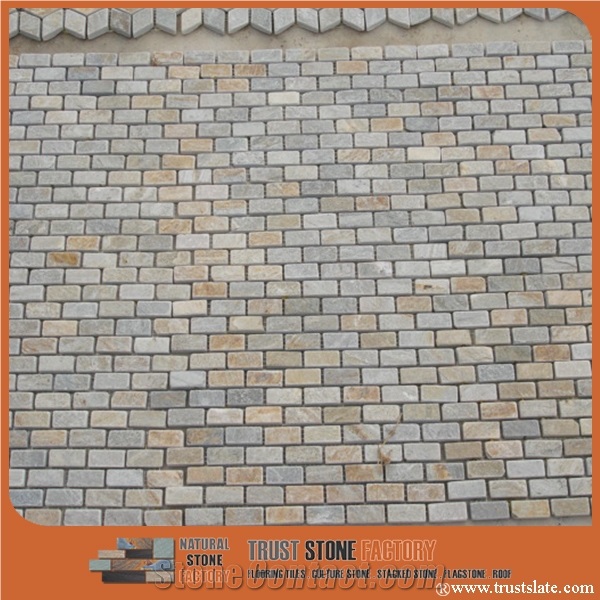 Tumbled Quartzite Mosaic, Tumbled Mosaic Mode Beige Mosaic, Classic Light Beige Tumbled Mosaic