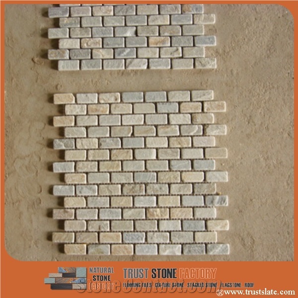 Tumbled Quartzite Mosaic, Tumbled Mosaic Mode Beige Mosaic, Classic Light Beige Tumbled Mosaic