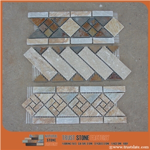 Wave Pattern Quartzite Mosaic,Quartzite Mosaic,Beige Quartzite Mosaic Tile,Polished Surface Mosaic Border,Mosaic Lines,Mosaic Boders