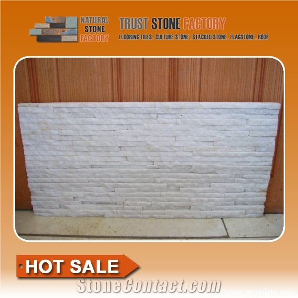 White Quartize Veneer Wall Tile Culture Stone Ledge Stone Wall Panel