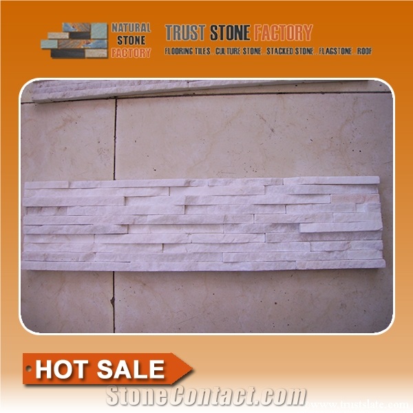 White Quartize Veneer Wall Tile Culture Stone Ledge Stone Wall Panel