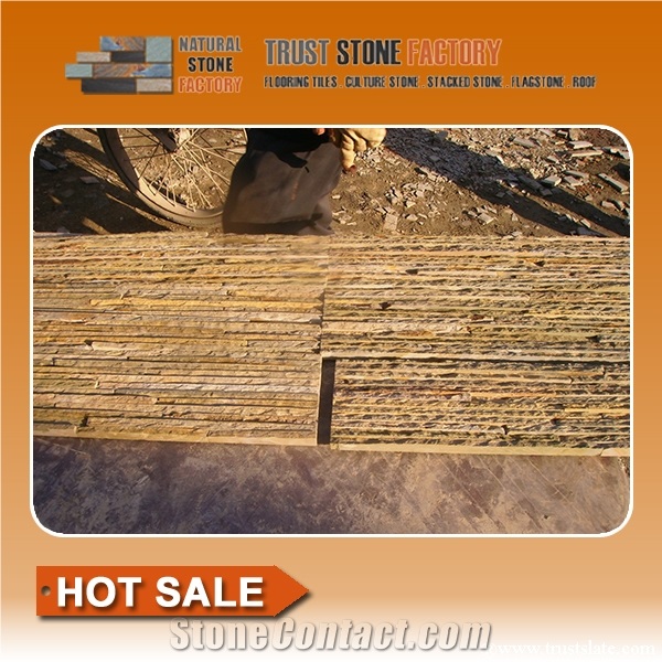 Yellow Interior Decorative Waterfall Culture Stone,Desert Thin Stone Veneer