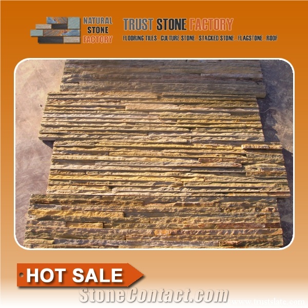 Yellow Interior Decorative Waterfall Culture Stone,Desert Thin Stone Veneer