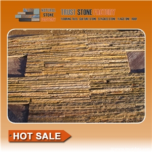 Yellow Interior Decorative Waterfall Culture Stone,Desert Thin Stone Veneer