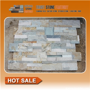 Yellow Quartzite Ledgestone,Thin Stone Veneer Panels,Cultural Stone Facade,Stacked Stone Veneer
