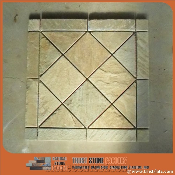 Yellow Quartzite Mosaic Tile,Square Stone Mosaic,Composited Mosaic,Wall Mosiac,Garden & Balcony Mosaic,Kitchen Mosaic, Elevator Mosaic,Swimming Pool Mosaic,Cultured Stone