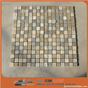 Yellow Quartzite Mosaic Tile,Square Stone Mosaic,Wall Mosiac,Garden & Balcony Mosaic,Kitchen Mosaic, Elevator Mosaic,Swimming Pool Mosaic,Cultured Stone