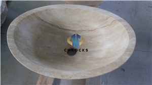 Beige Travertine Oval Sink Bath Basin Wash Bowl