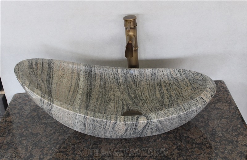China Juparana Granite Bath Sink,Grey Grain Bath Wash Basin,Multicolour Grain Granite.Grey Granite Vessel Sink