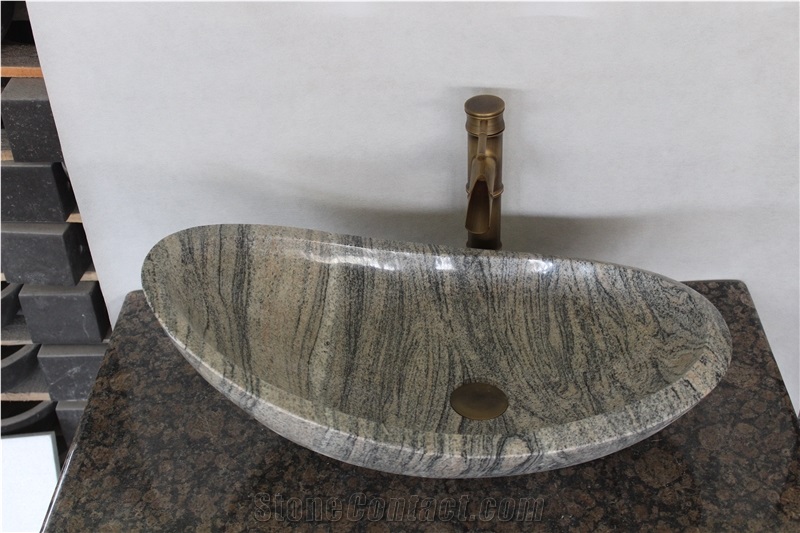 China Juparana Granite Bath Sink,Grey Grain Bath Wash Basin,Multicolour Grain Granite.Grey Granite Vessel Sink