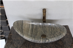 China Juparana Granite Bath Sink,Grey Grain Bath Wash Basin,Multicolour Grain Granite.Grey Granite Vessel Sink