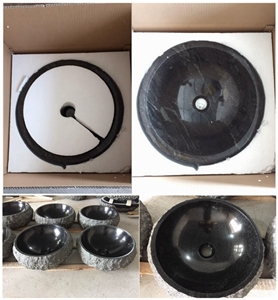 Shanxi Black Granite Bath Sinks,Natural Cleft Black Washing Basin,Dark Black Granite Vessel,China Black Granite Sinks