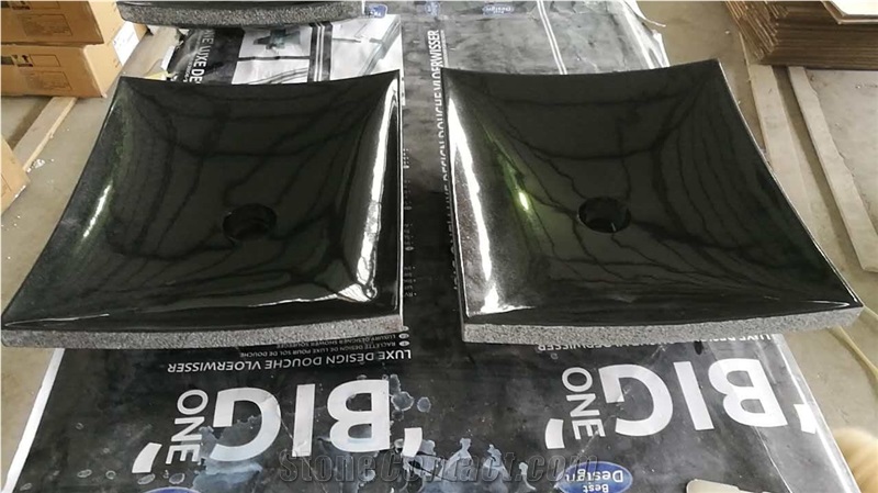 Shanxi Black Granite Square Washing Basin,Black Granite Square Bathroom Washing Basin