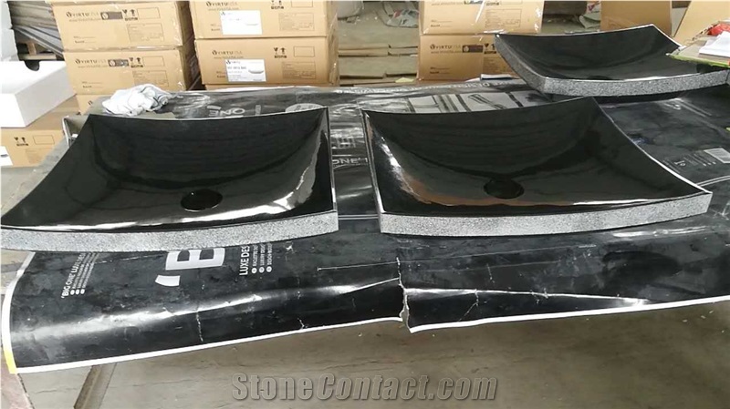 Shanxi Black Granite Square Washing Basin,Black Granite Square Bathroom Washing Basin