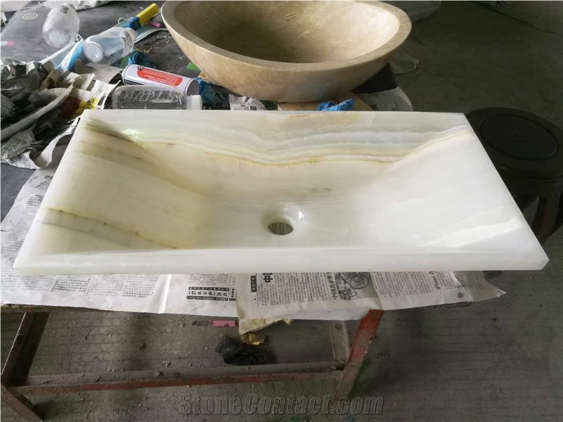 White Onyx Sinks Retangel Basins Drop-In Sink