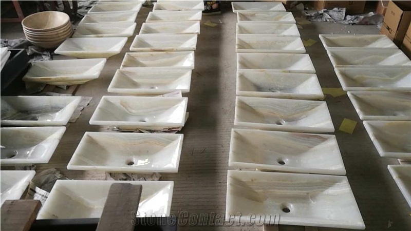 White Onyx Sinks Retangel Basins Drop-In Sink