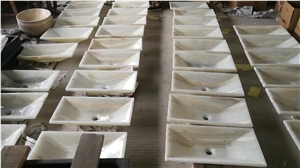 White Onyx Sinks Retangel Basins Drop-In Sink