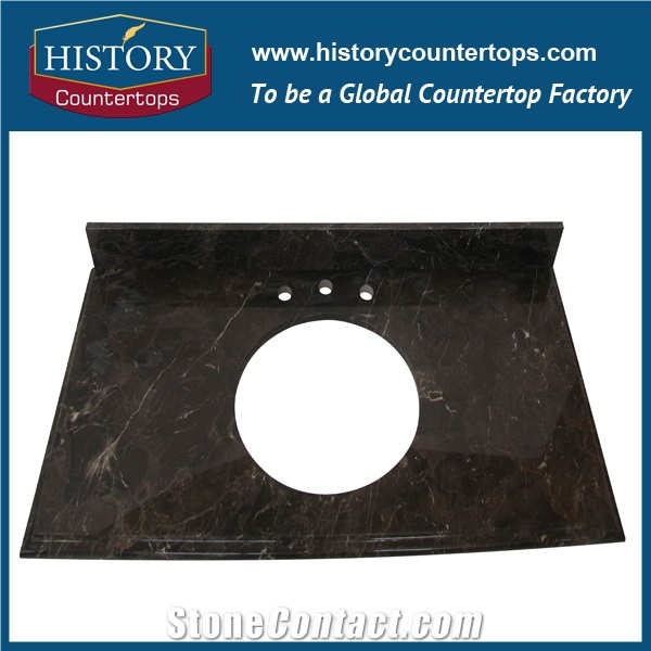 2017 New Style Hot Sale & High Quality Broen Color China China Emperador Dark Marble in Bathroom Vanity Tops Style for Custom Hospitality