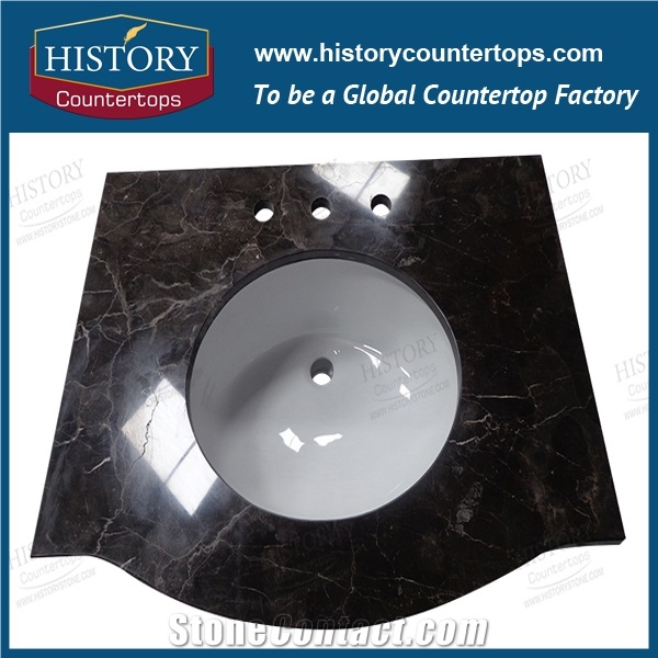 2017 New Style Hot Sale & High Quality Broen Color China China Emperador Dark Marble in Bathroom Vanity Tops Style for Custom Hospitality