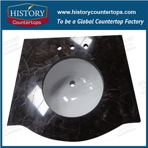 2017 New Style Hot Sale & High Quality Broen Color China China Emperador Dark Marble in Bathroom Vanity Tops Style for Custom Hospitality