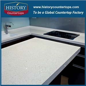 2017 New Trends Polished Crystal White Marble Kitchen Island Tops Worktops, Engineered Countertops Polished Surface with Customized Edges for Multi-Family Projects
