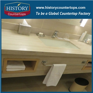 Beautiful Beige Color Marble,Solid Surface Natural Material, China Burable Stone Popular for Bathroom Countertop and Custom Vanity Tops