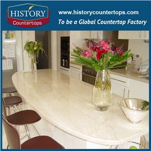Botticino Classic Marble Kitchen Island Top Worktops Laminated Bullnose Edge, Engineered Countertops Polishing Solid Surface for Multi-Family Projects Botticino Classic Marble Kitchen Island Top Worktops Laminated Bullnose Edge, Engineered Countertops Polishing Solid Surface for Multi-Family Projects