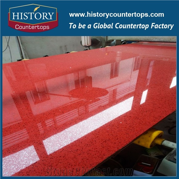 China Engineered Stone Red Shimmer Quartz for Polished Kitchen Countertops,Island Top, Desk Tops,Bar Top,Solid Surface Worktops,Hote Sale