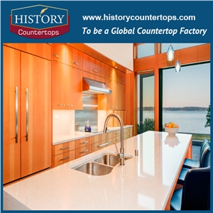 China High Quality White Galaxy Quartz Countertops Artificial Durable Stone, Economical Choice Popular in Kitchen Island Tops Style for Multi-Family Projects