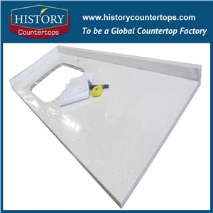 China High Quality White Galaxy Quartz Countertops Artificial Durable Stone, Economical Choice Popular in Kitchen Island Tops Style for Multi-Family Projects